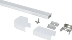 Aluminiumsprofil til LED-list, med frostet lokk, 1 meter