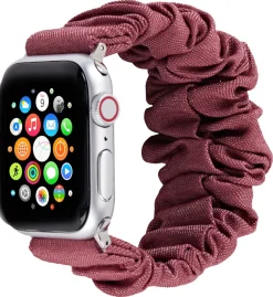 Anmiki Satin Apple Watch scrunchie klokkereim, 42, 44, 45, 46, 49 mm
