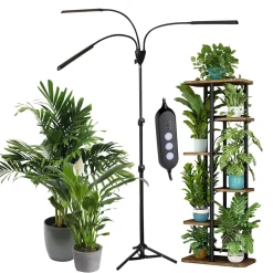 3-armet plantebelysning LED med justerbart stativ, svart