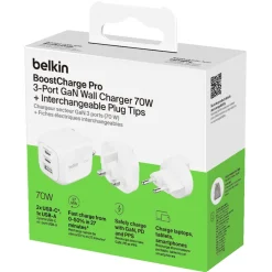 Belkin BoostCharge Pro reiselader 3 porter, 70W