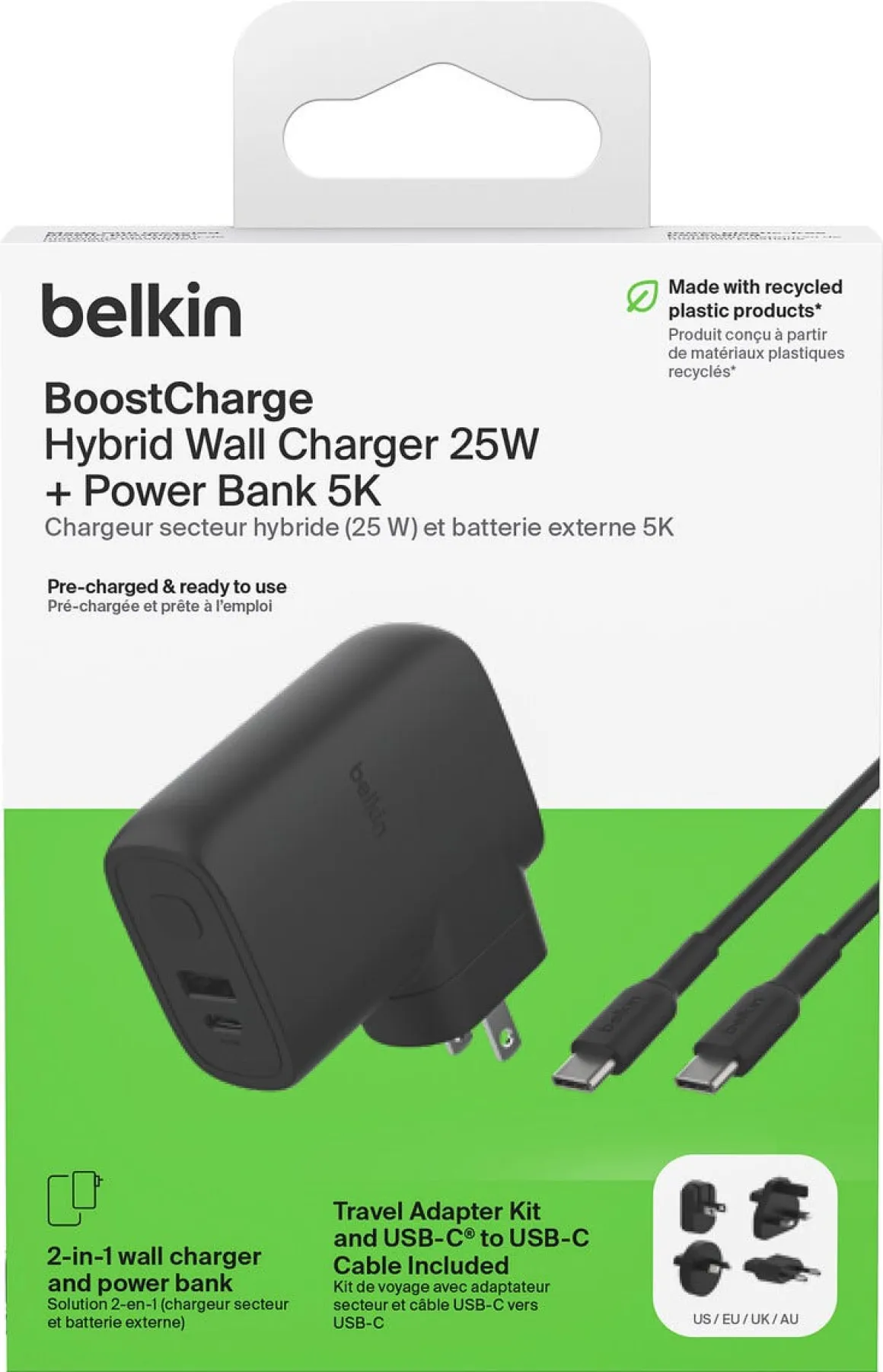 Belkin BoostCharge reiselader (25 W) og powerbank 5K