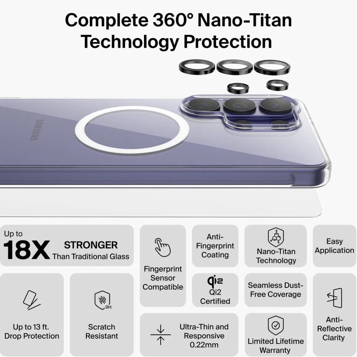 Belkin ScreenForce Titan 3-i-1 skjermbeskytter for Galaxy S26 Ultra