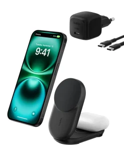 Belkin UltraCharge 2-i-1 Qi2-lader, 25 W
