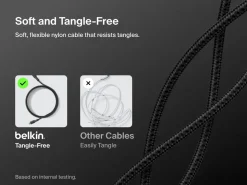 Belkin BoostCharge Pro Braided flettet USB-C-kabel 240W, svart
