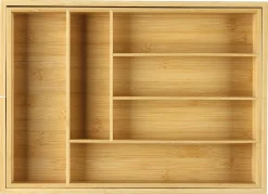 Bestikkskuff i bambus, justerbar bredde, 33,2–56 x 46 x 6 cm