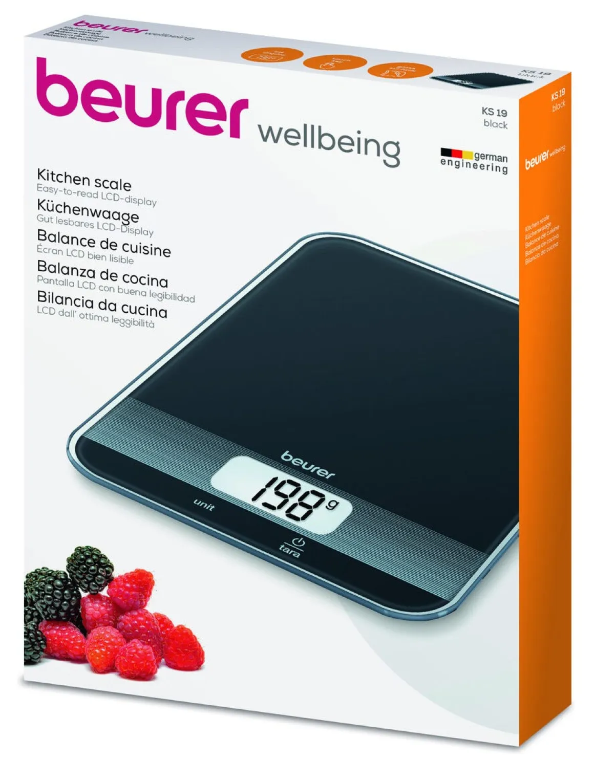Beurer KS 19 digital kjøkkenvekt med glassplate, opptil 5 kg