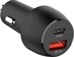 Billader 12V, 24 V, USB-C / USB-A, svart