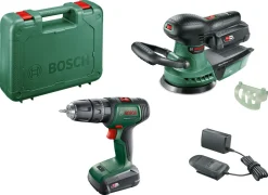 Bosch drill og eksentersliper, sett med batteri