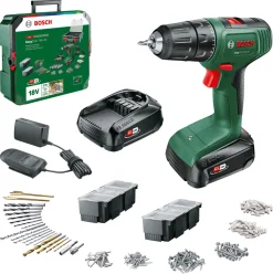 Bosch 18V drill med boks og 241 tilbehør
