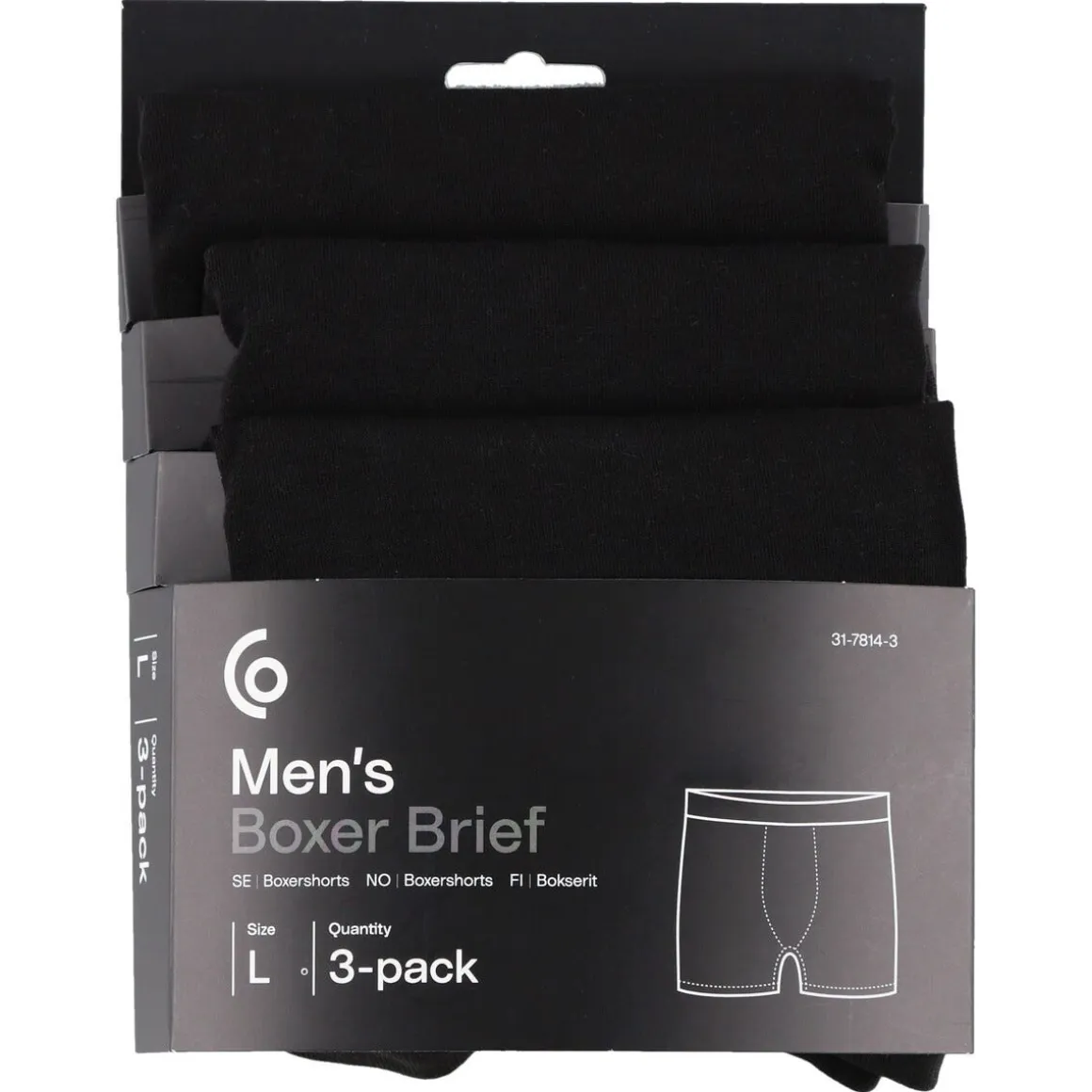 Boxershorts herre bomull, 3-pakning, flere størrelser