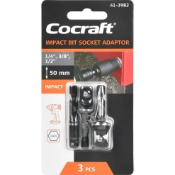 Cocraft adapter Impact 1/4, 3/8 og 1/2 tommer, 3-pakning