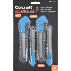 Cocraft brytebladkniv 9 og 18 mm bryteblad, 4-pakning