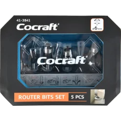 Cocraft fresestålsett for håndoverfres, tre, 5 deler