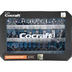 Cocraft fresestålsett for håndoverfres, tre, 30 deler