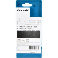 Cocraft hammerborsett SDS-plus, 5, 6, 8 og 10 mm, 5-pakning