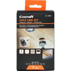 Cocraft hullsagsett 25–62 mm, tre og gips, 7 deler