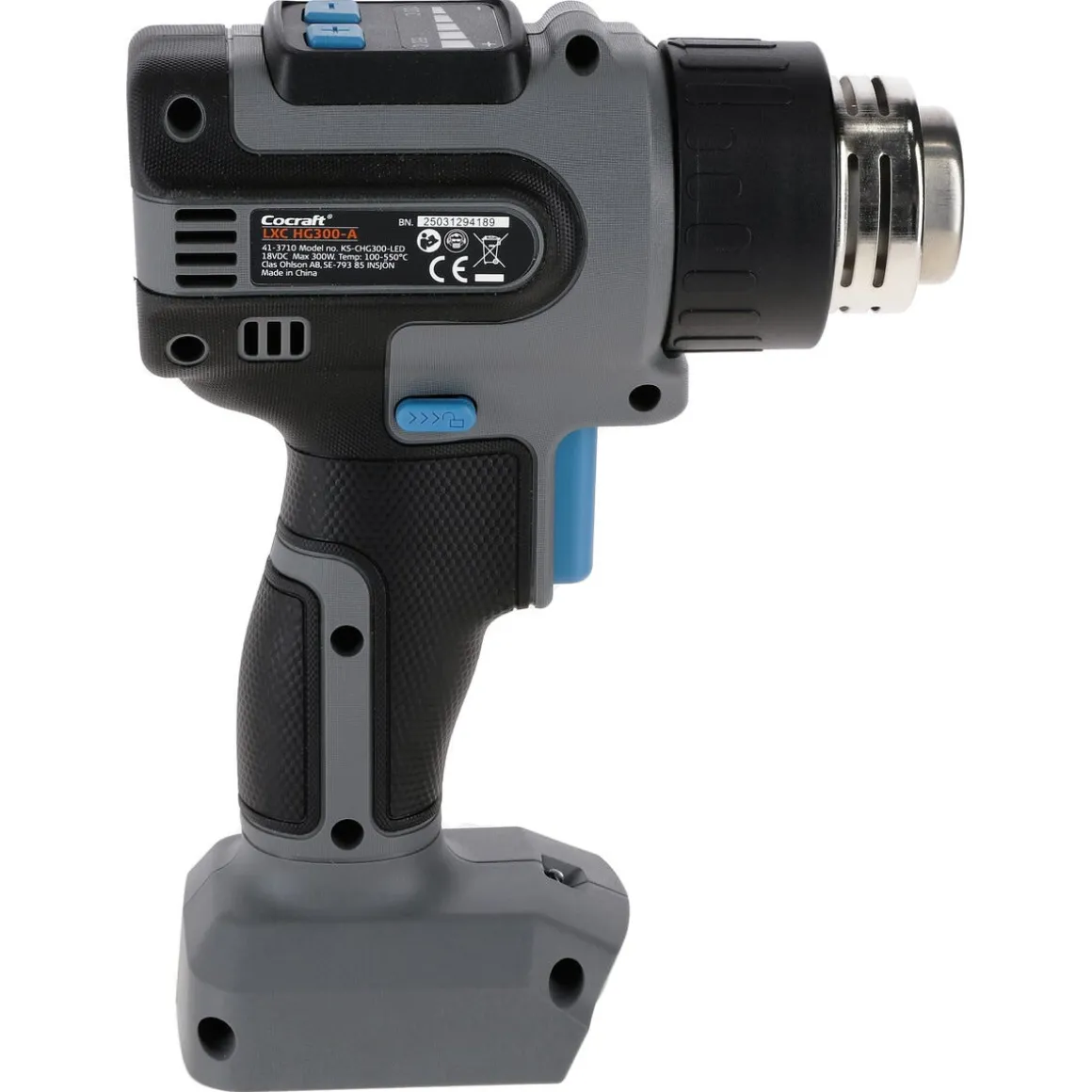 Cocraft LXC batteridrevet varmepistol HG300-A 18 V