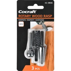 Cocraft roterende raspesett for tre og plast, 3 deler