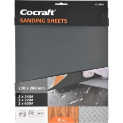 Cocraft sandpapir 240, 320 og 600, 6-pakning