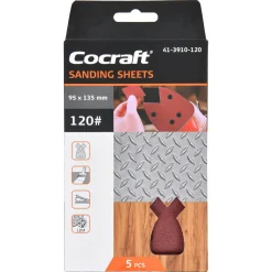 Cocraft sandpapir borrelås, 95 x 135 mm, 5-pakning