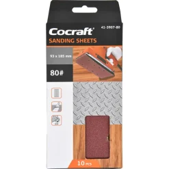 Cocraft sandpapir borrelås, 93 x 185 mm, 10-pakning