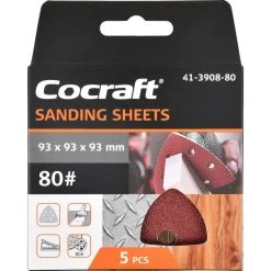 Cocraft sandpapir borrelås, 93 x 93 x 93 mm, 5-pakning