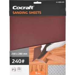 Cocraft sandpapir for tre og metall, 230 x 280 mm, 5-pakning