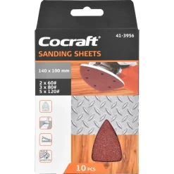 Cocraft sandpapir multibruk 140x100 mm, borrelås, 10-pakning
