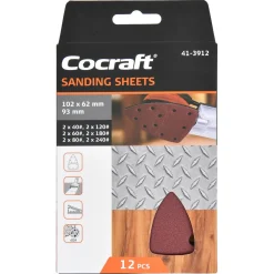 Cocraft sandpapir multisliper 102x62x93 mm, 12-pakning
