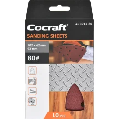 Cocraft sandpapir borrelås, 102 x 62 x 93 mm, 10-pakning