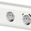 Cotech 3-veis stikkontakt til hjørne, utenpåliggende med USB