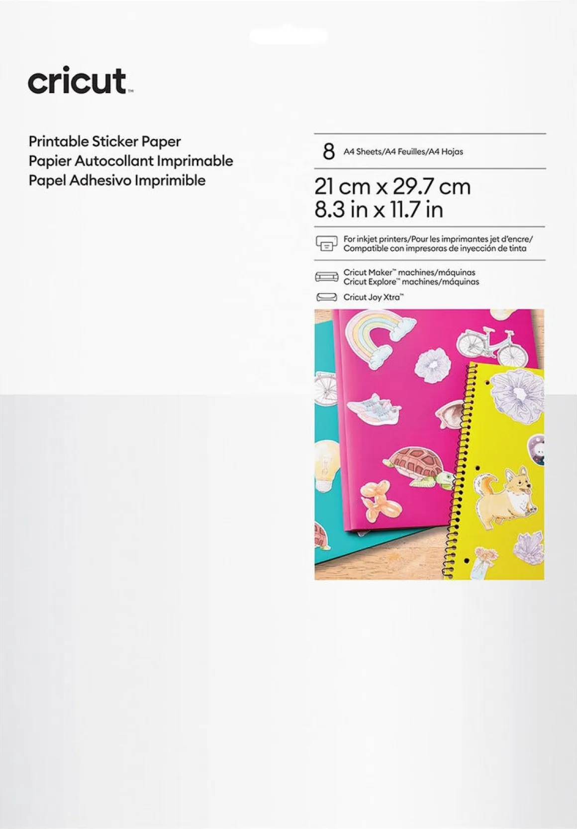 Cricut Printable Sticker Paper selvklebende papir A4, hvitt, 8 ark