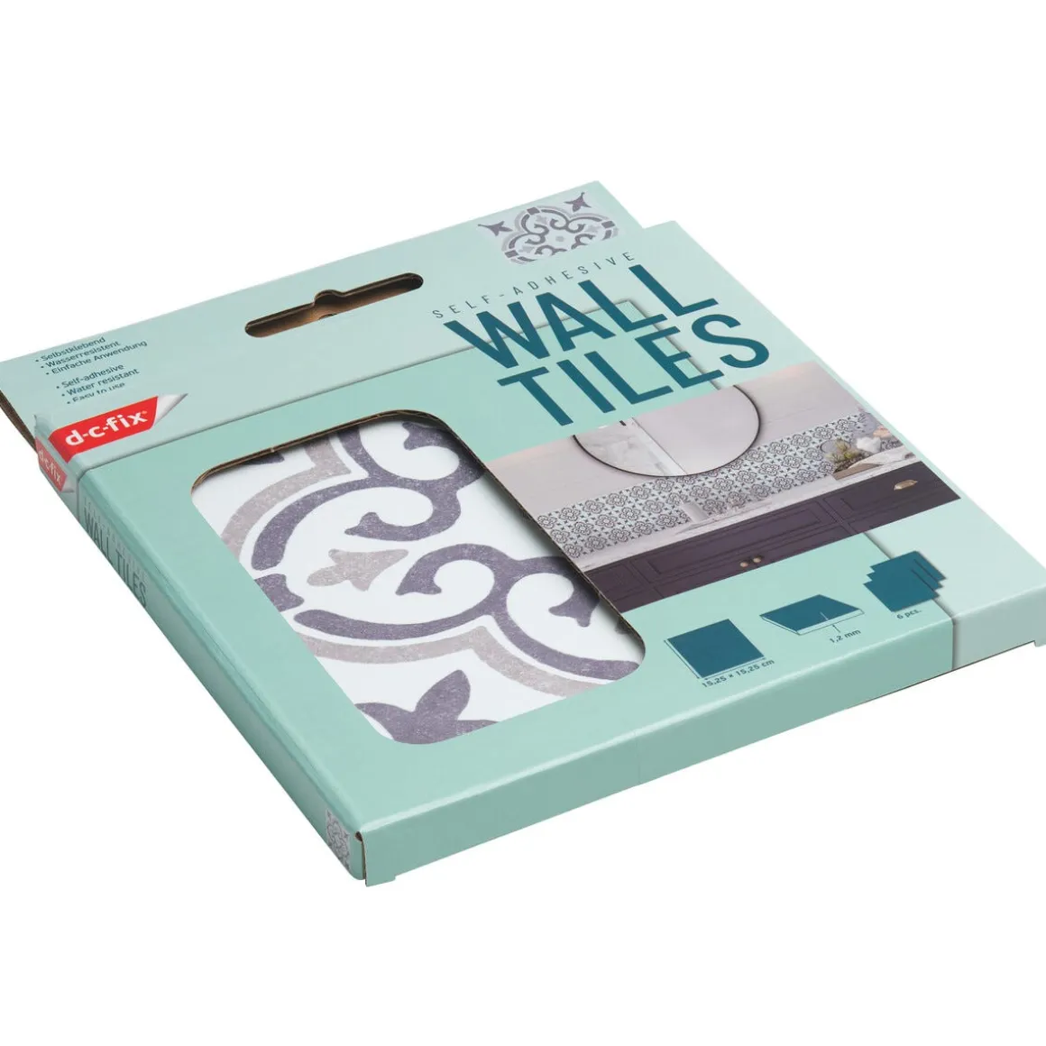D-C-Fix selvklebende veggplater 15,25 × 15,25 cm, 6-pakning