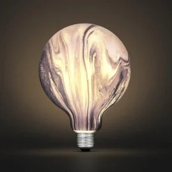 Dekorpære marmorert svart, LED E27 4,8 W dimbar