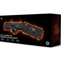 Deltaco Gaming Kit headset, tastatur, mus og musematte, GAM-174