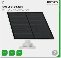 Deltaco SH-IPS01 solcellepanel til overvåkningskamera, 5 W