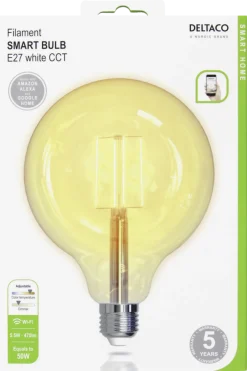 Deltaco Smart Home LED-filament globepære E27 wifi