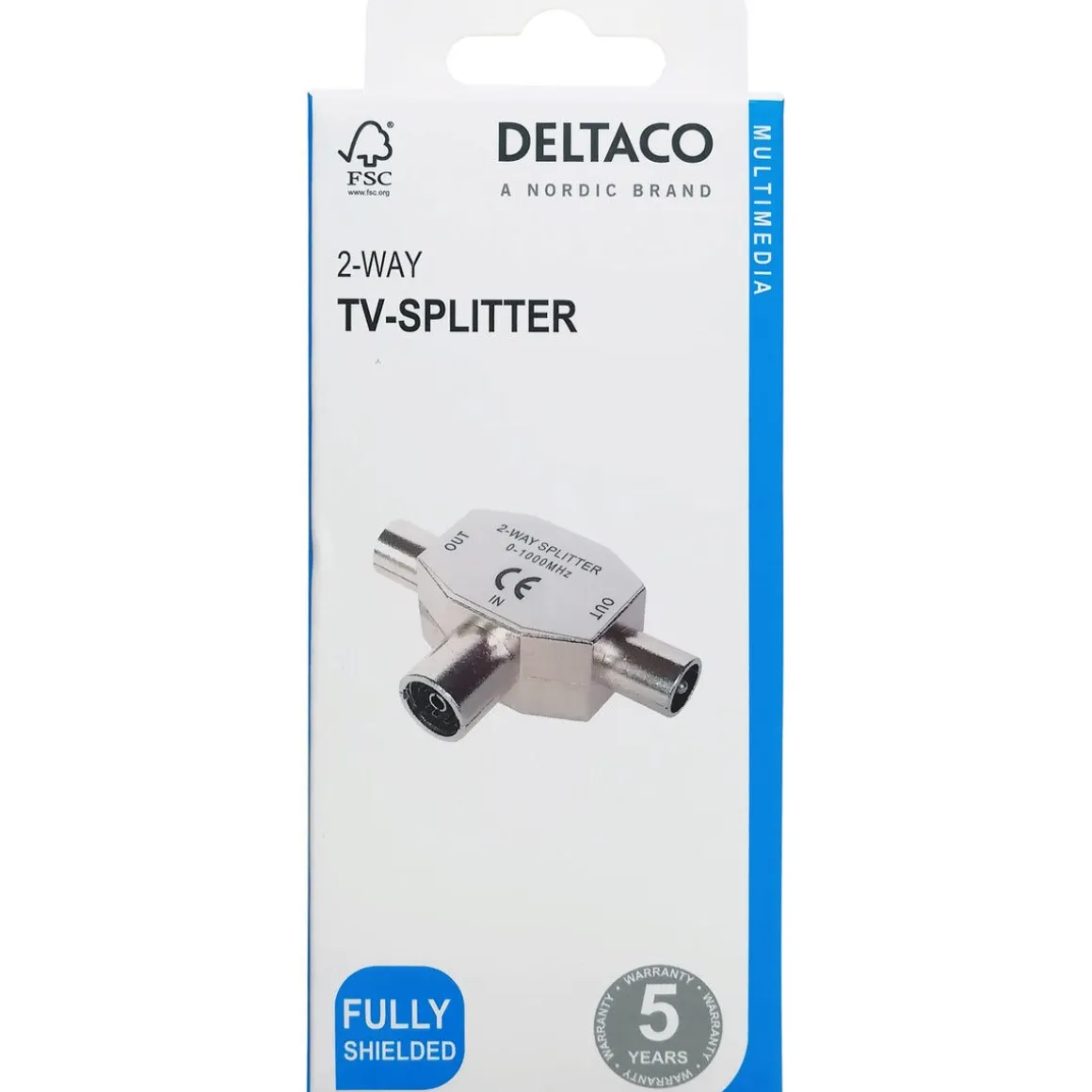 Deltaco toveis TV-splitter IEC hunn til 2x hann