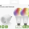 Deltaco Smart Home WiFi sett, smart-plug og 2 x E27 RGB LED-pærer