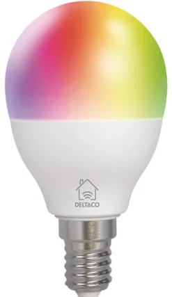 Deltaco Smart  LED-illumpære RGB wifi, E14 4,9 W dimbar