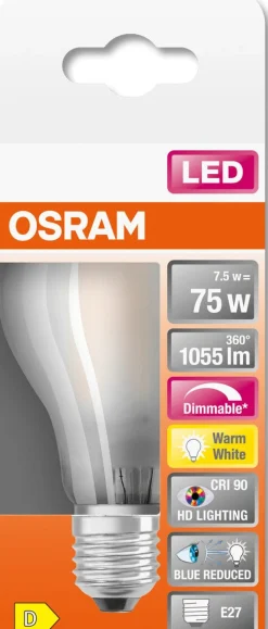 Dimbar LED lyspære E27 Osram, varmhvit