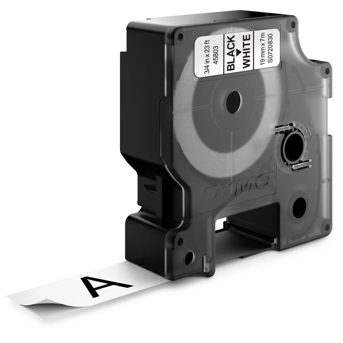 Dymo D1 merkebånd svart på hvitt 19 mm x 7 m