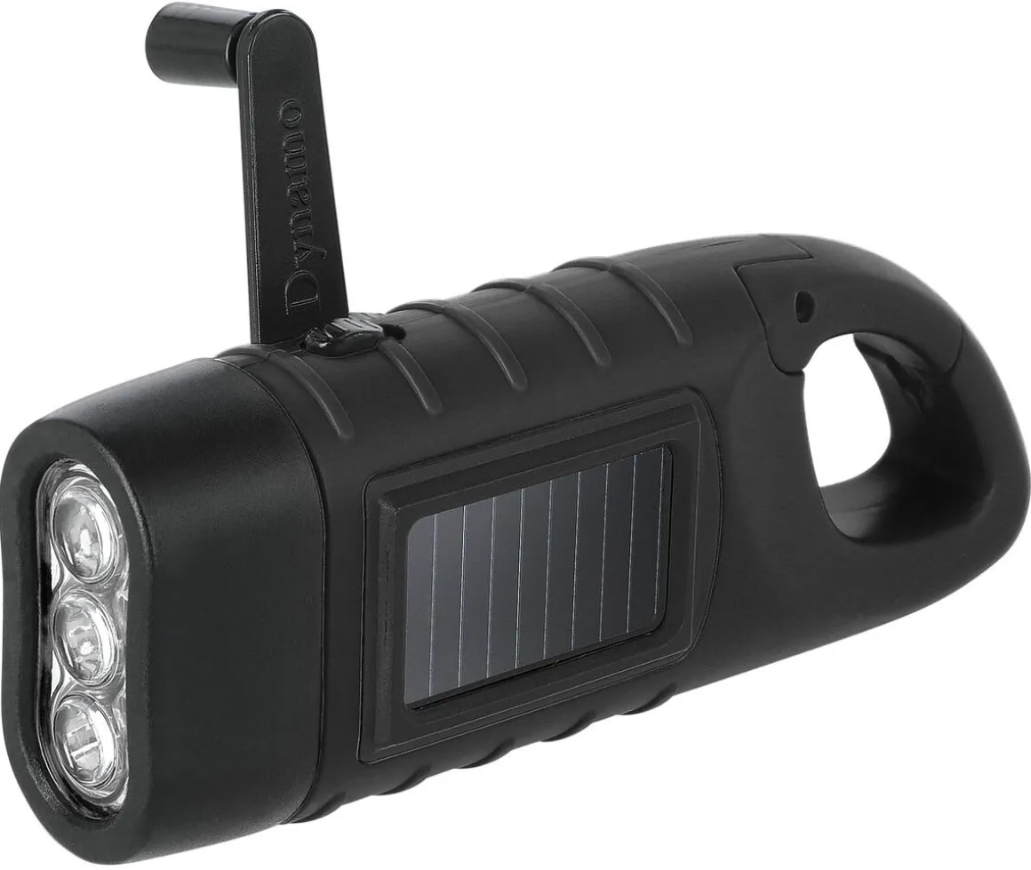 Dynamolykt LED med solcelle, svart, 15 lumen