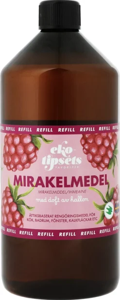 Ekotipset Mirakelmedel refill med bringebærduft, 1 liter