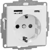 Elko RS innfelt stikkontakt med USB C og USB A, Nordic renhvit