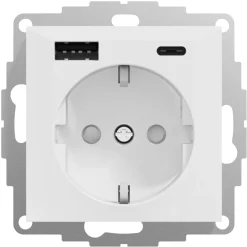Elko RS innfelt stikkontakt med USB C og USB A, Nordic renhvit