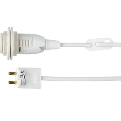 E14-pæreholder med ledning og støpsel, ujordet, 75 cm