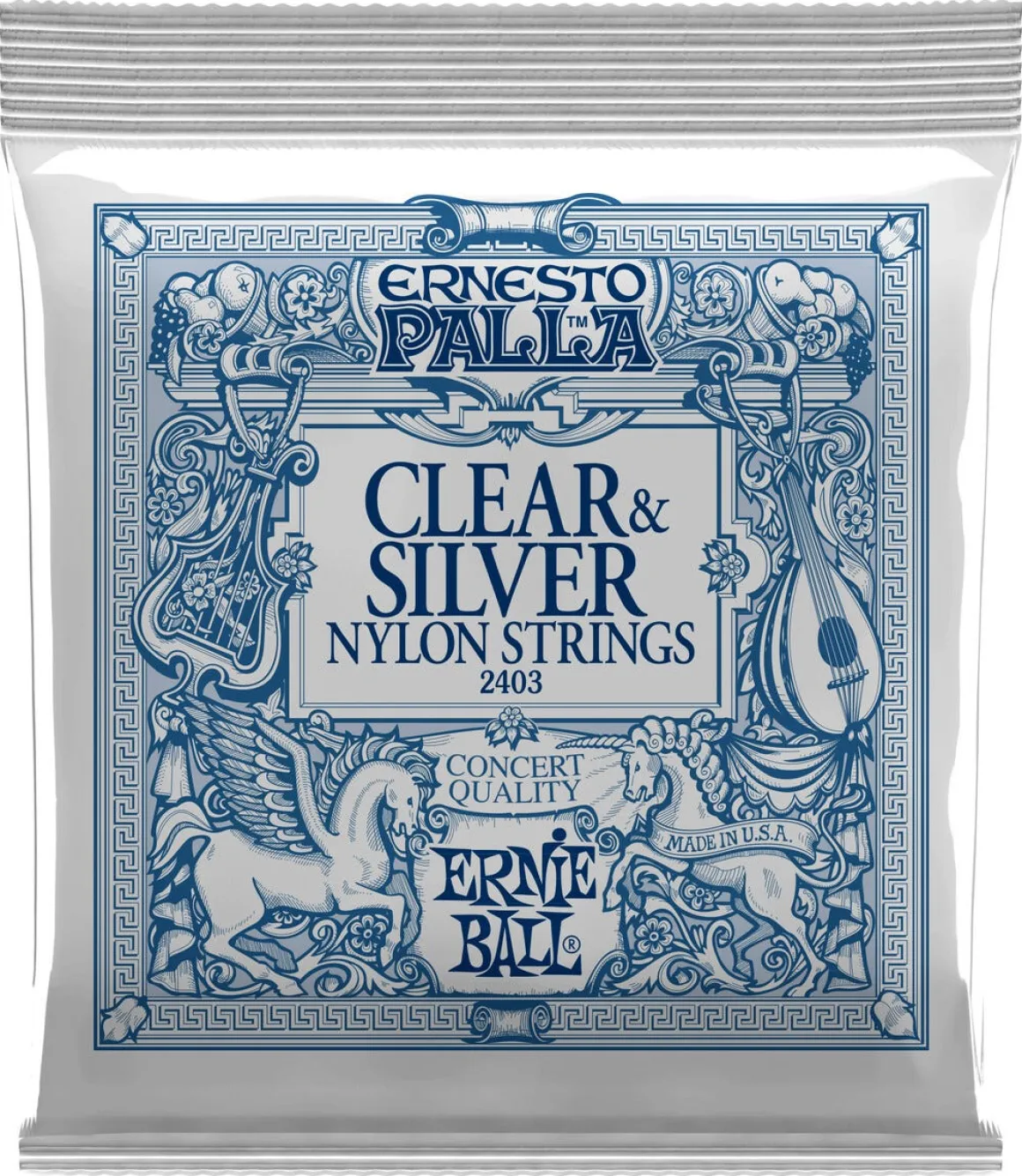Ernie Ball Clear & Silver nylonstrengesett