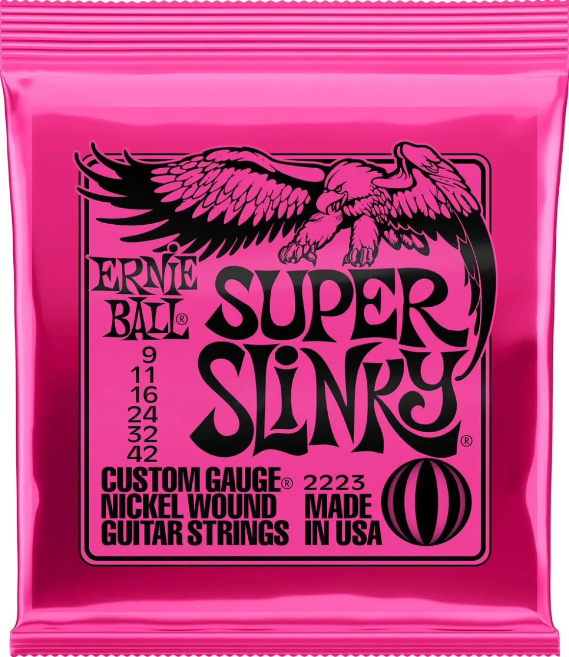 Ernie Ball Super Slinky 9-42 strengesett til elgitar