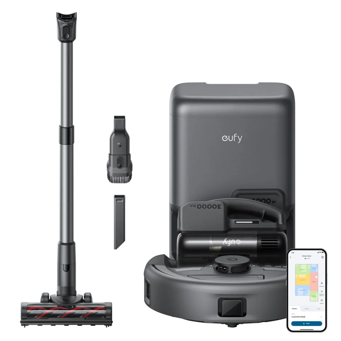 Eufy E20 3-i-1 robotstøvsuger, mopp, håndstøvsuger